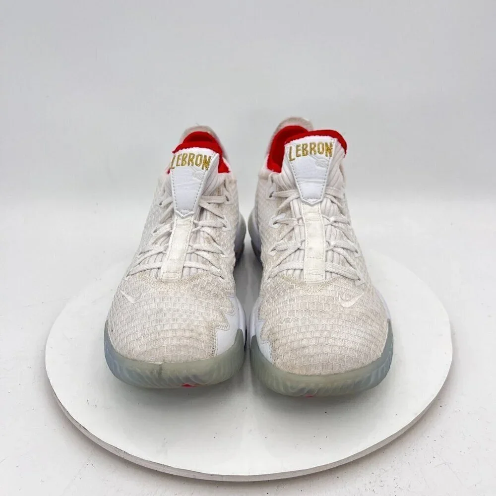 Nike LeBron James 16 Low Men Size 7.5 CI2668-100 Draft Night White Ice Gold Shoe